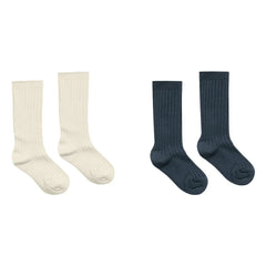 Rylee + Cru - 2 Pair Ribbed Socks Set | Navy