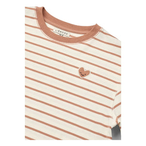 Liewood - Tyler Striped Heart Organic Cotton T-Shirt | Peach