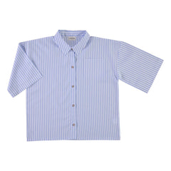 Poudre Organic - Caraway Striped Cotton Poplin Shirt | Blue
