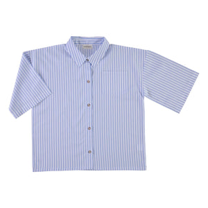 Poudre Organic - Caraway Striped Cotton Poplin Shirt | Blue