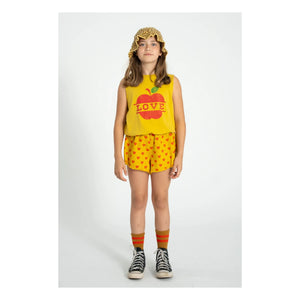 Piupiuchick - Efektli Şort Twill Hearts | Hardal