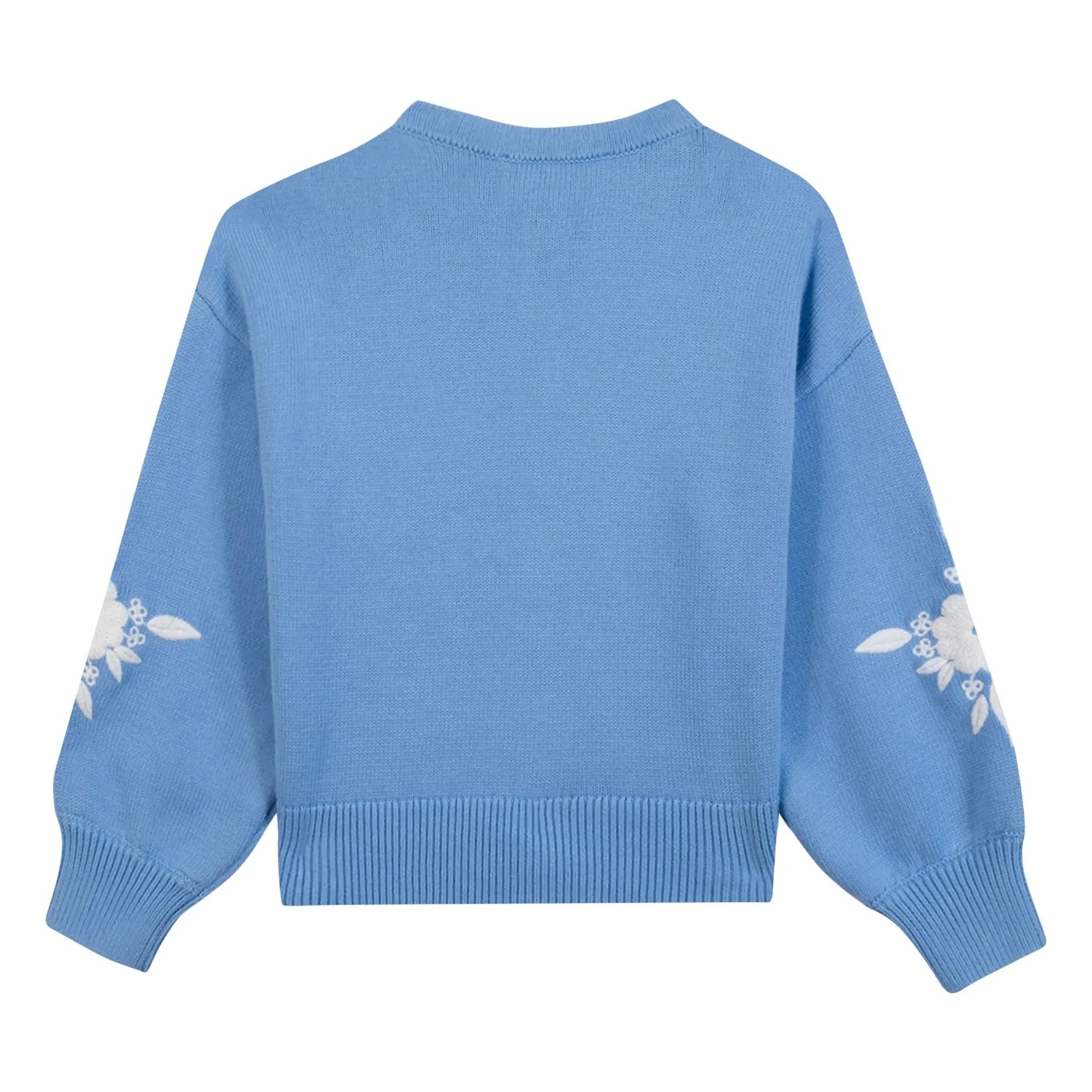 Tartine et Chocolat - Embroidered Flower Cardigan | Azure Blue