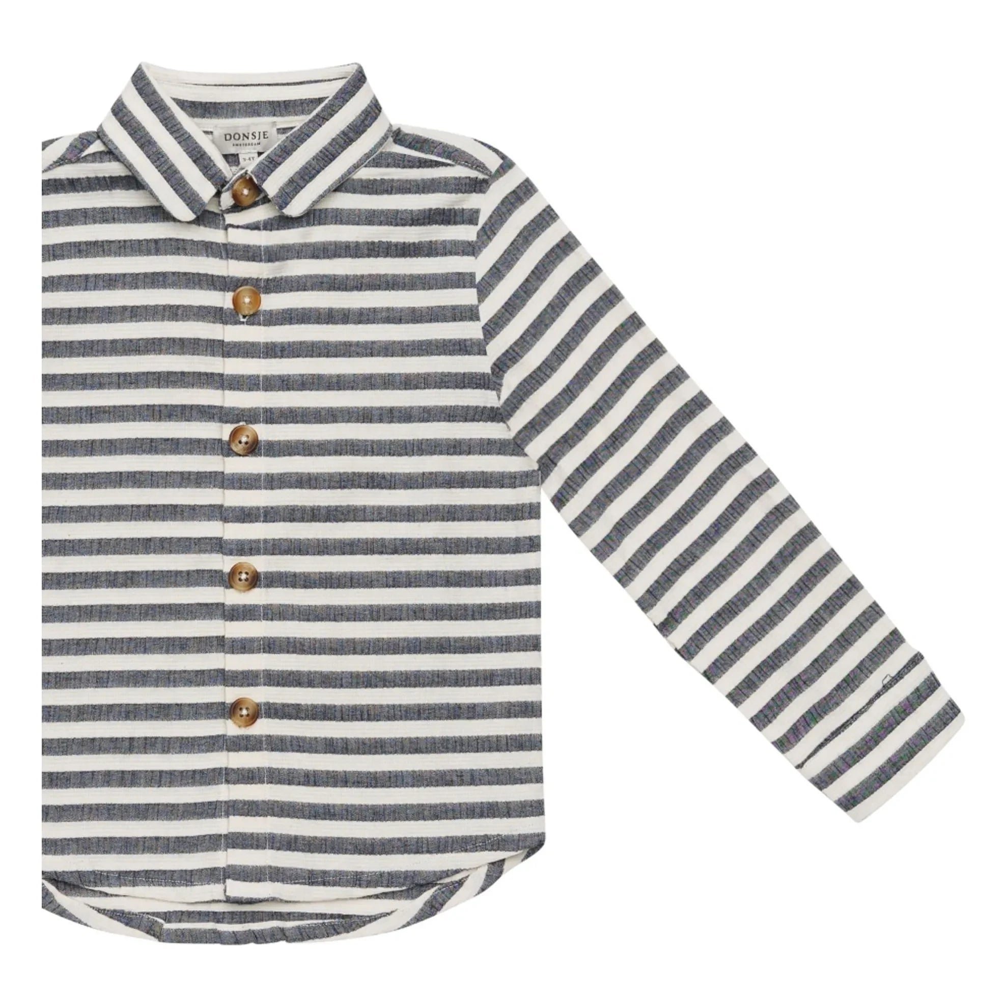 Donsje - Leom Striped Organic Cotton Shirt | Navy Blue