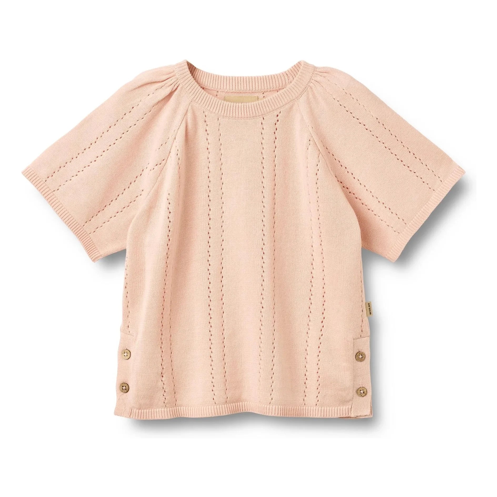 Weizen - Vilna Bio-Baumwolle Kurzarmpullover | Hellrosa