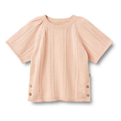 Wheat - Vilna Organic Cotton Short Sleeve Sweater | Light Pink
