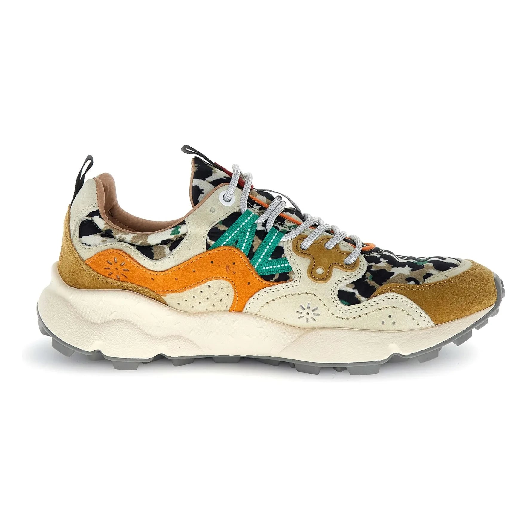Flower Mountain - Yamano 3 Leopard Süet ve Naylon Sneakers | Turuncu