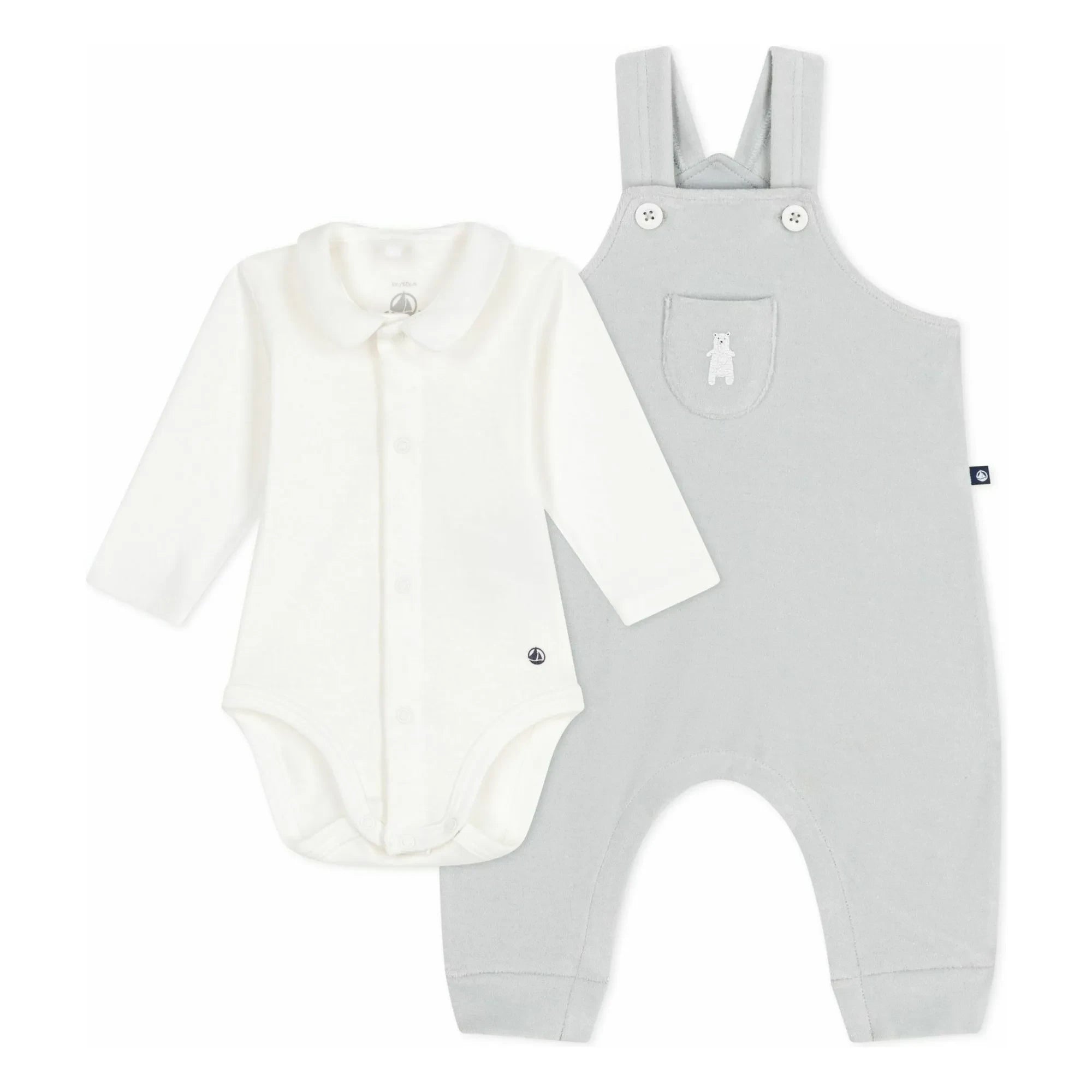 Petit Bateau - Organic Cotton Teddy Romper and Body Set | Gray