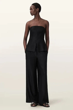 AllSaints geniş paça kadın keten pantolon CHARLEY