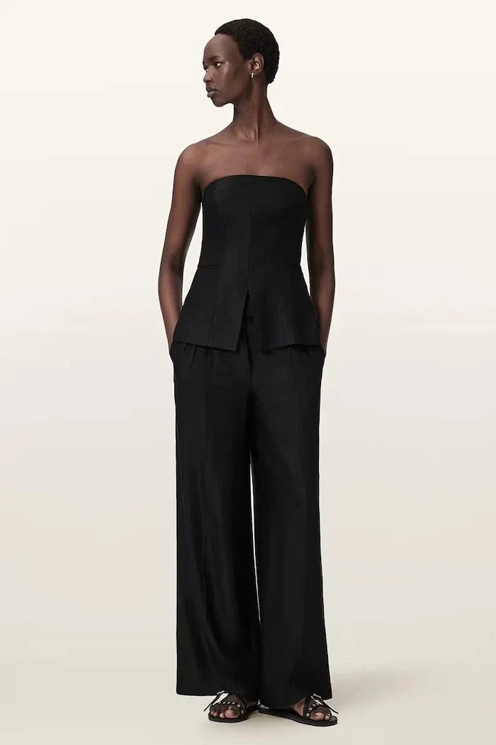 AllSaints geniş paça kadın keten pantolon CHARLEY
