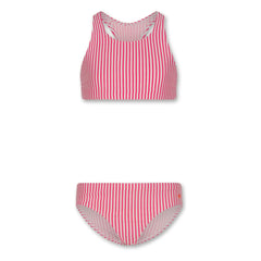 AO76 - schmal gestreifter Badeanzug | Pink