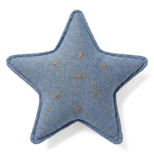 Editions Aimable - Ferdinand star cushion | Blue Chambray