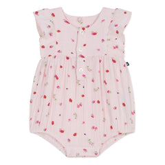 Petit Bateau - Organik pamuklu müslin çiçek desenli tulum | Pembe