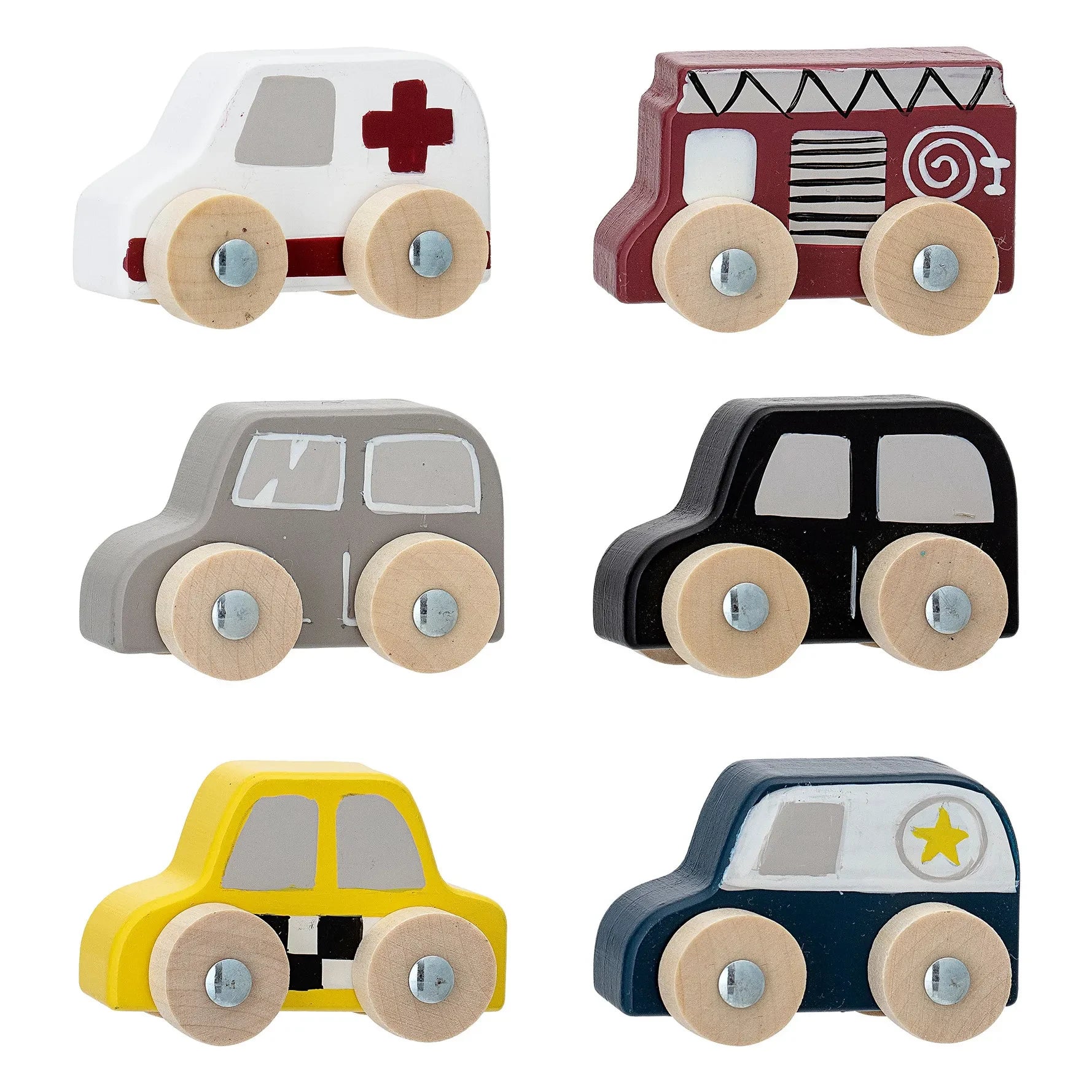 Bloomingville Mini - Avin Holzautos - 6er-Set