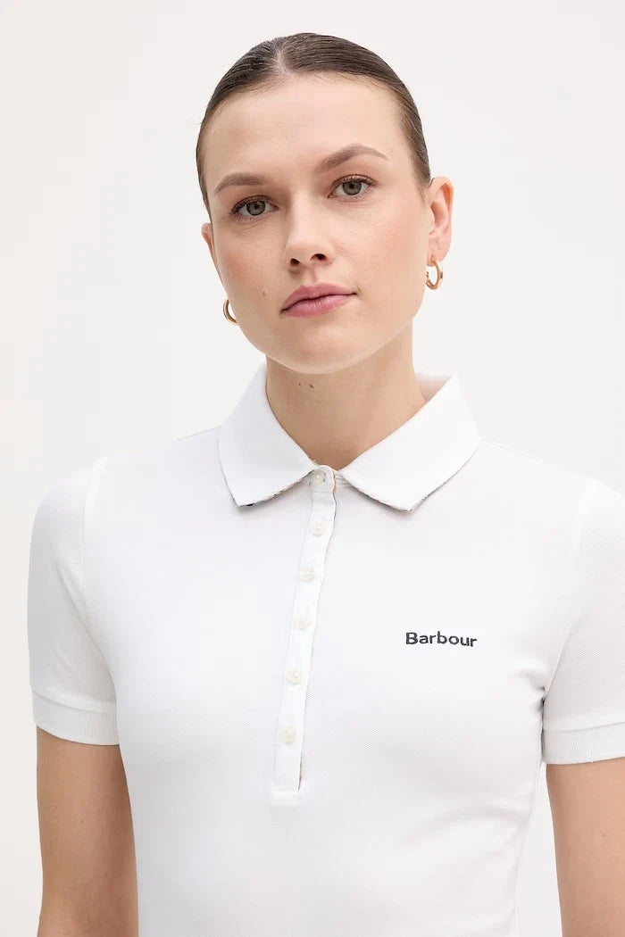 Barbour yaka detaylı kadın pamuklu elastan polo tişört