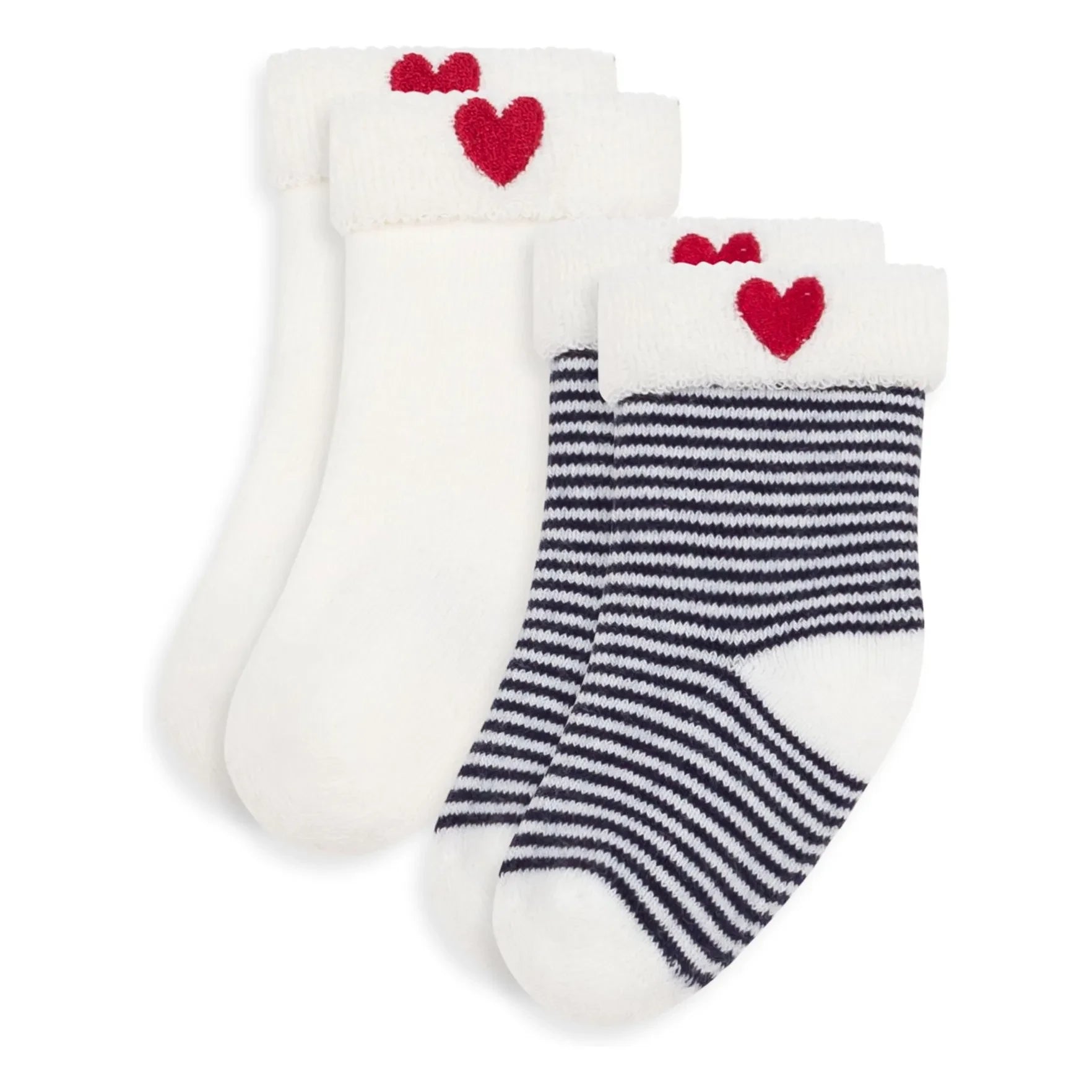 Petit Bateau - 2 Çift Çizgili Çorap Seti | Beyaz