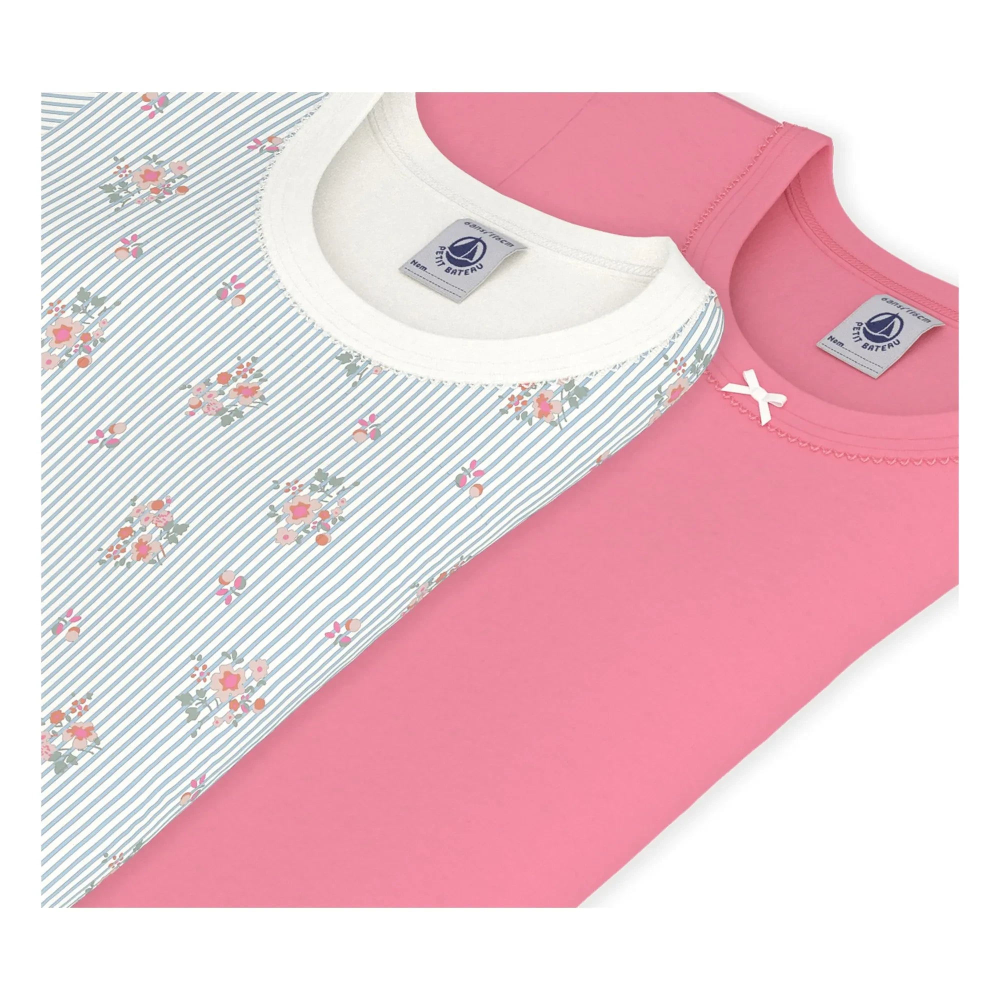 Petit Bateau - Batch 2 T-Shirts mit Blumenmuster | Rosa