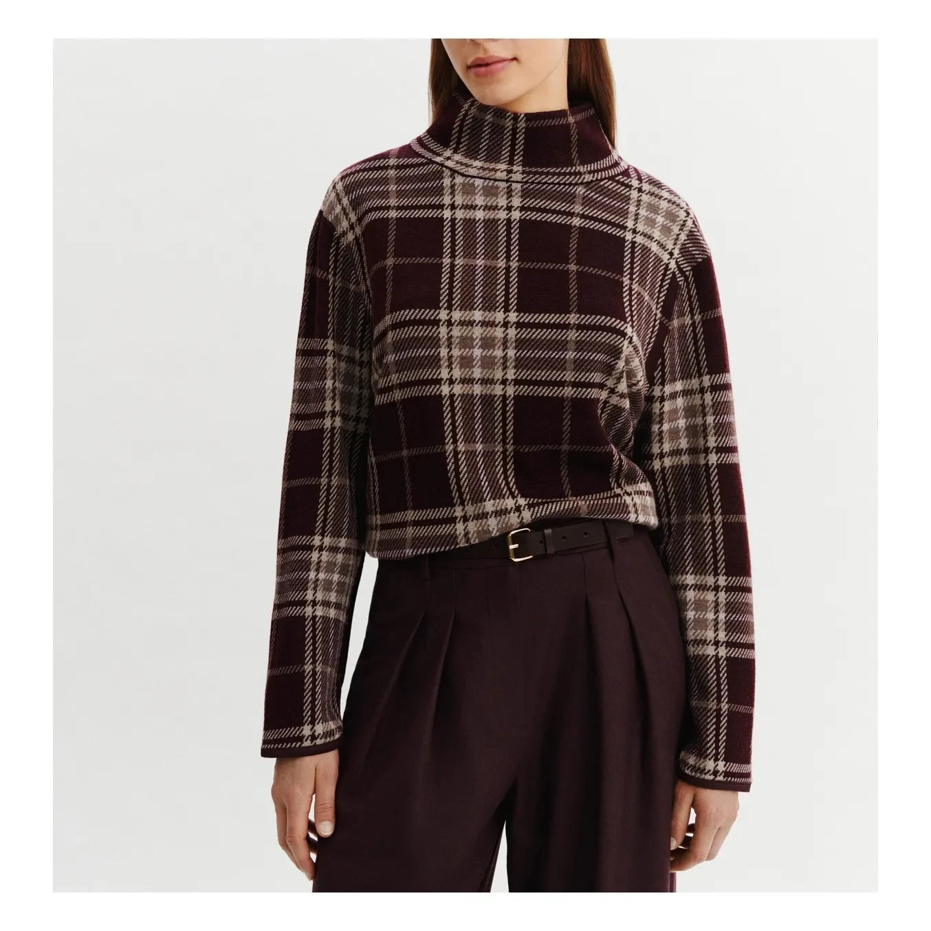 Bompard - Wool Tartan Sweater | Garnet