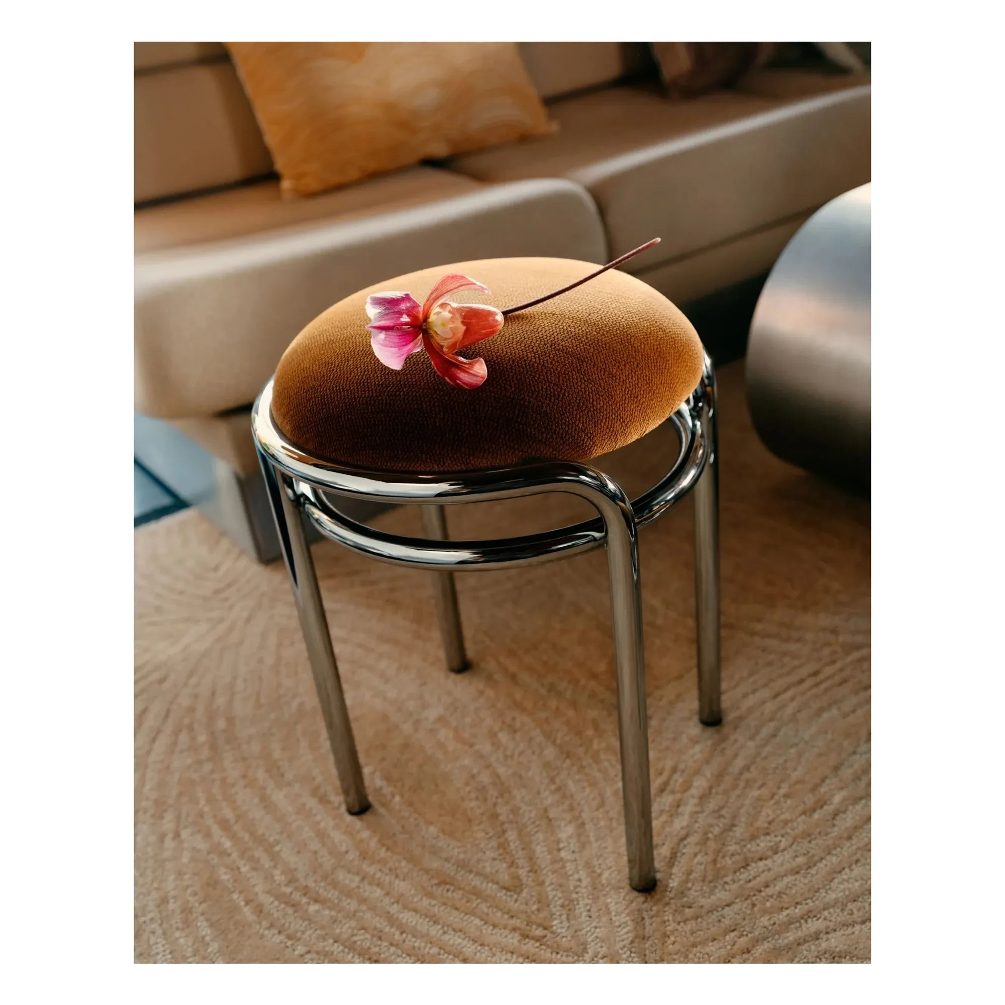 Maison Sarah Lavoine - Moon chrome kadife tabure | Havana