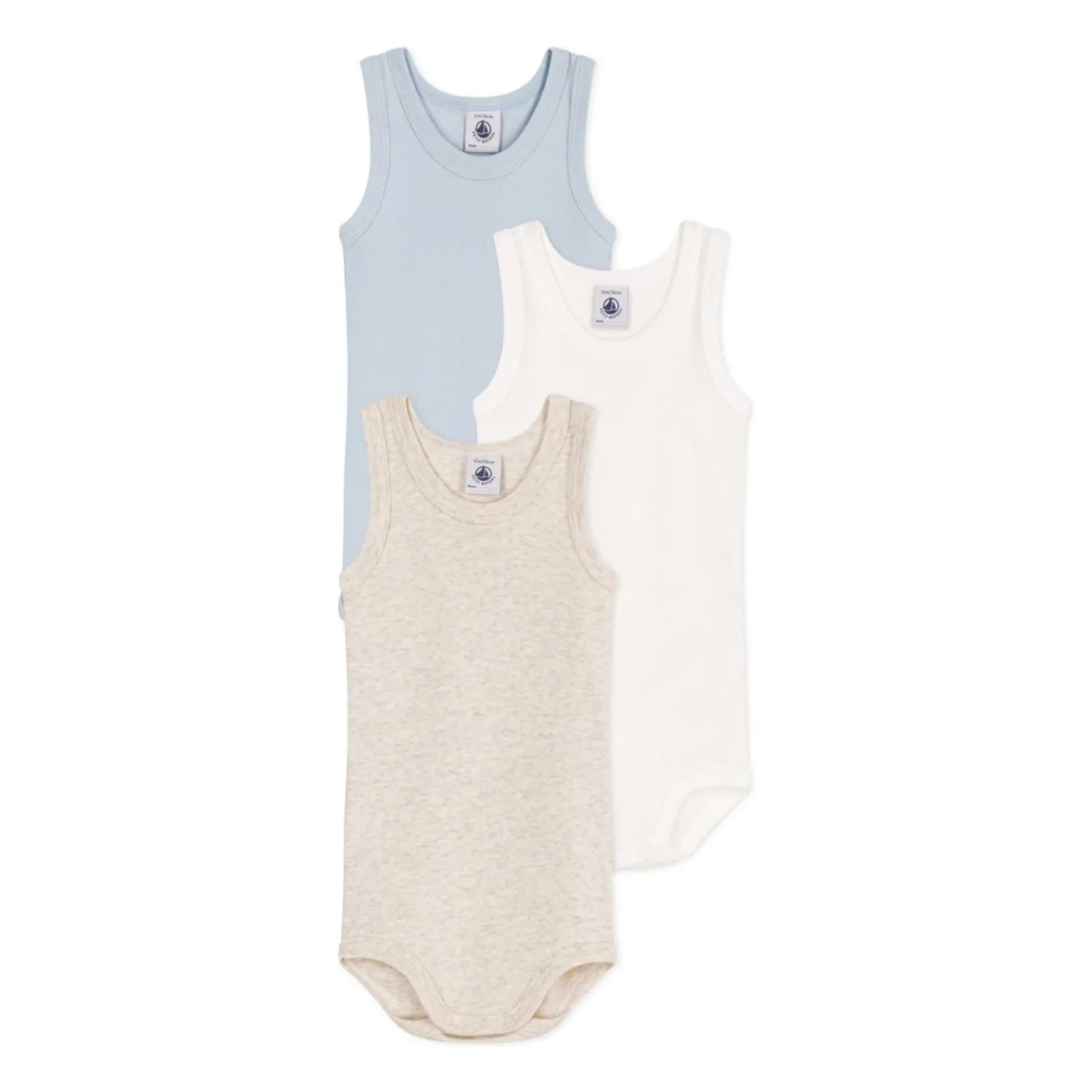 Petit Bateau - 3'lü Düz Askısız Body Seti | Mavi