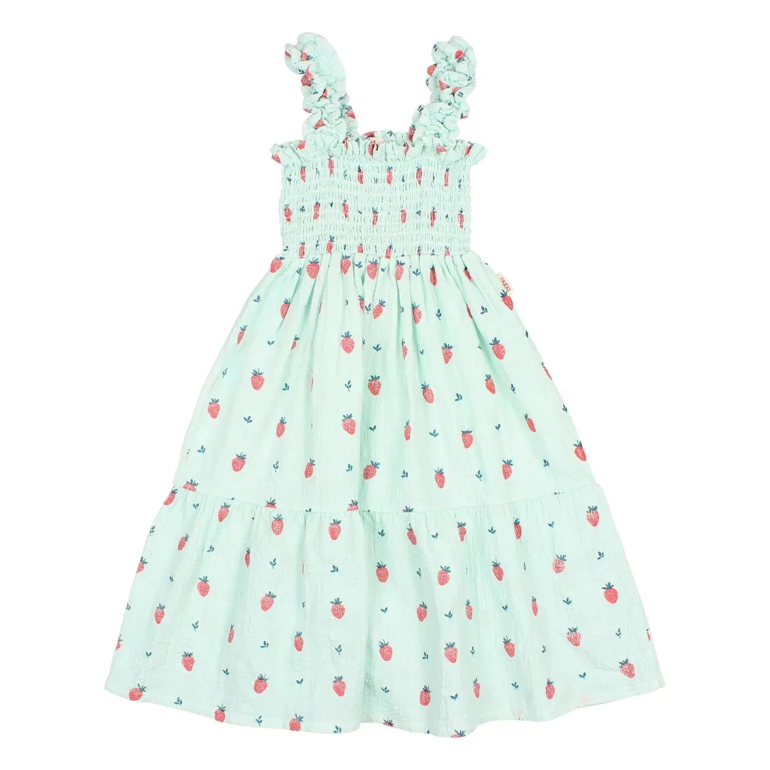 Búho - Organic Cotton Dress with Strawberry Ruffles | Mint Green