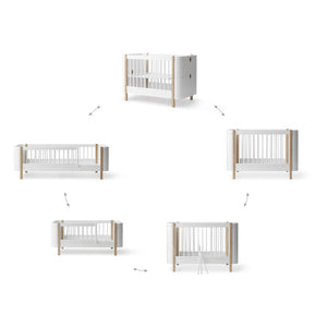 Oliver Furniture - Ahşap Mini+ beşik yatak, junior kit dahil | Meşe