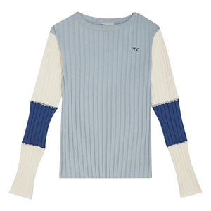 The Campamento - Contrast Ribbed T-shirt | Light Blue
