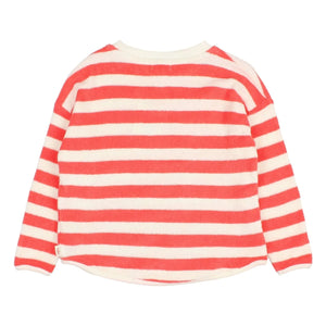 Búho – Gestreiftes Sweatshirt aus Bio-Baumwolle | Rot
