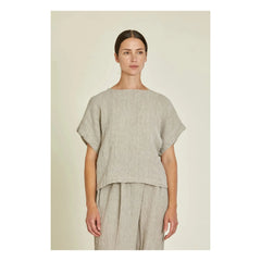 Black Crane - Basic Keten Üst | Açık Gri