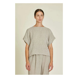 Black Crane - Basic Keten Üst | Açık Gri