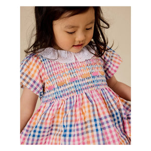 Goldie + Ace - Carreaux Gathered Dress | Blue