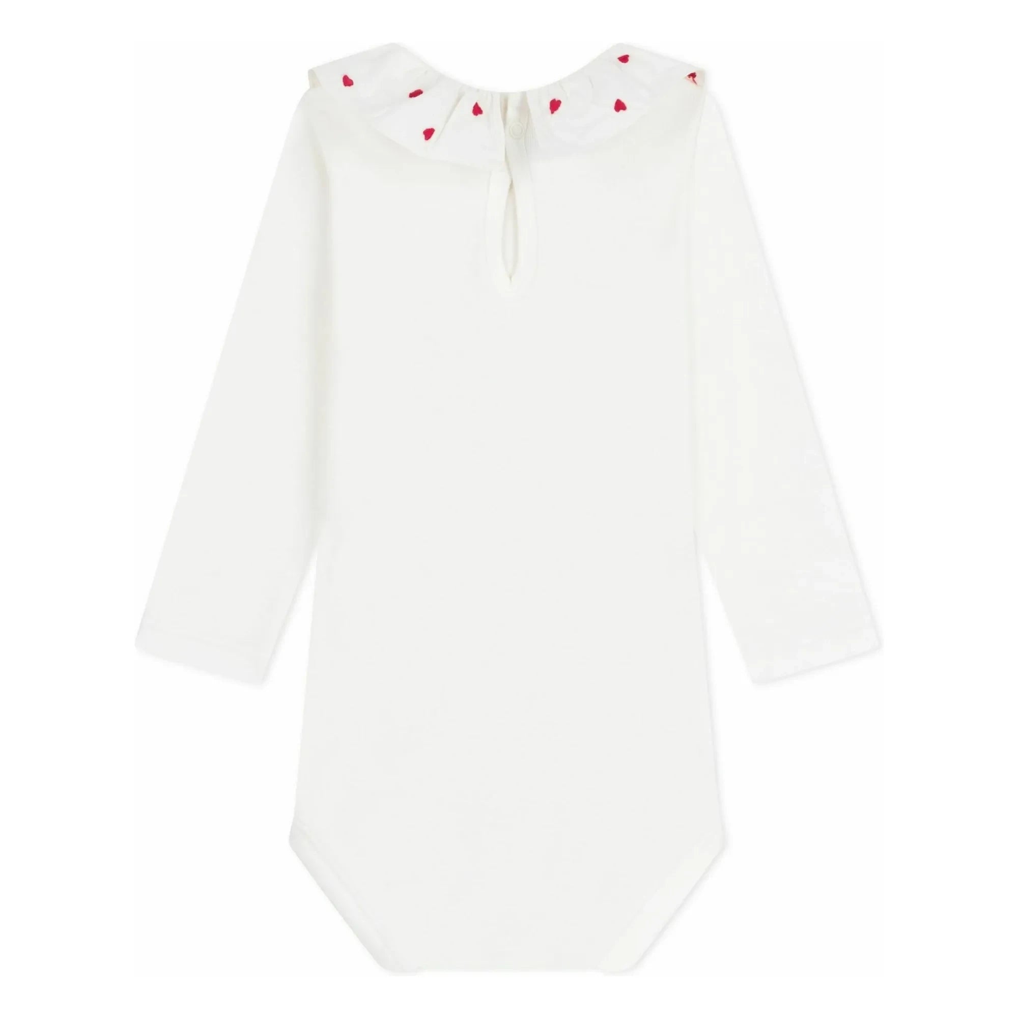 Petit Bateau - Organik pamuklu fırfırlı yakalı body | Beyaz