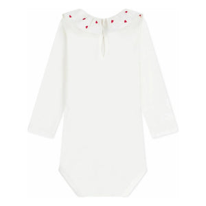 Petit Bateau - Organik pamuklu fırfırlı yakalı body | Beyaz