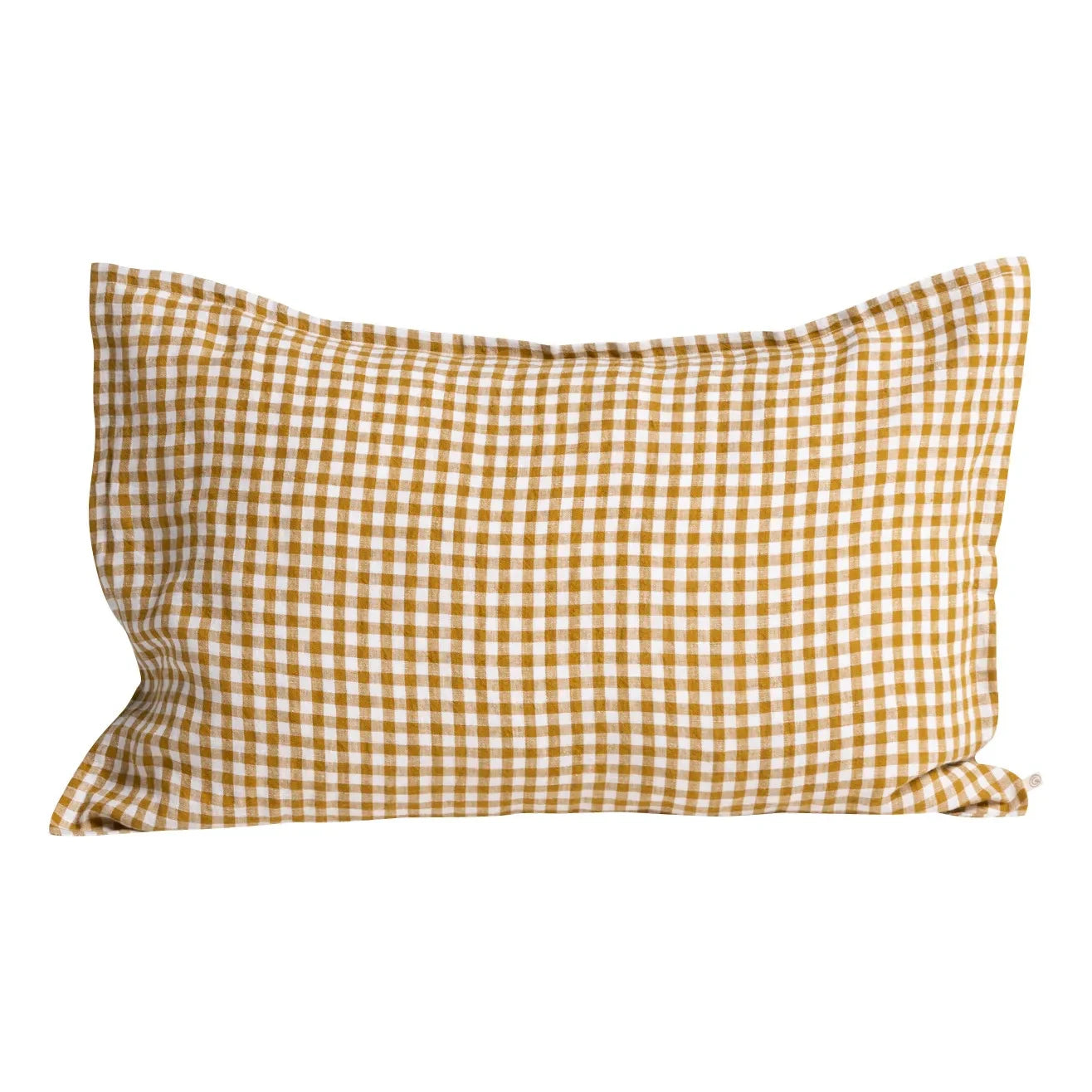 Gabrielle Paris - Gingham Washed Linen Pillowcase | Yellow Curry Color
