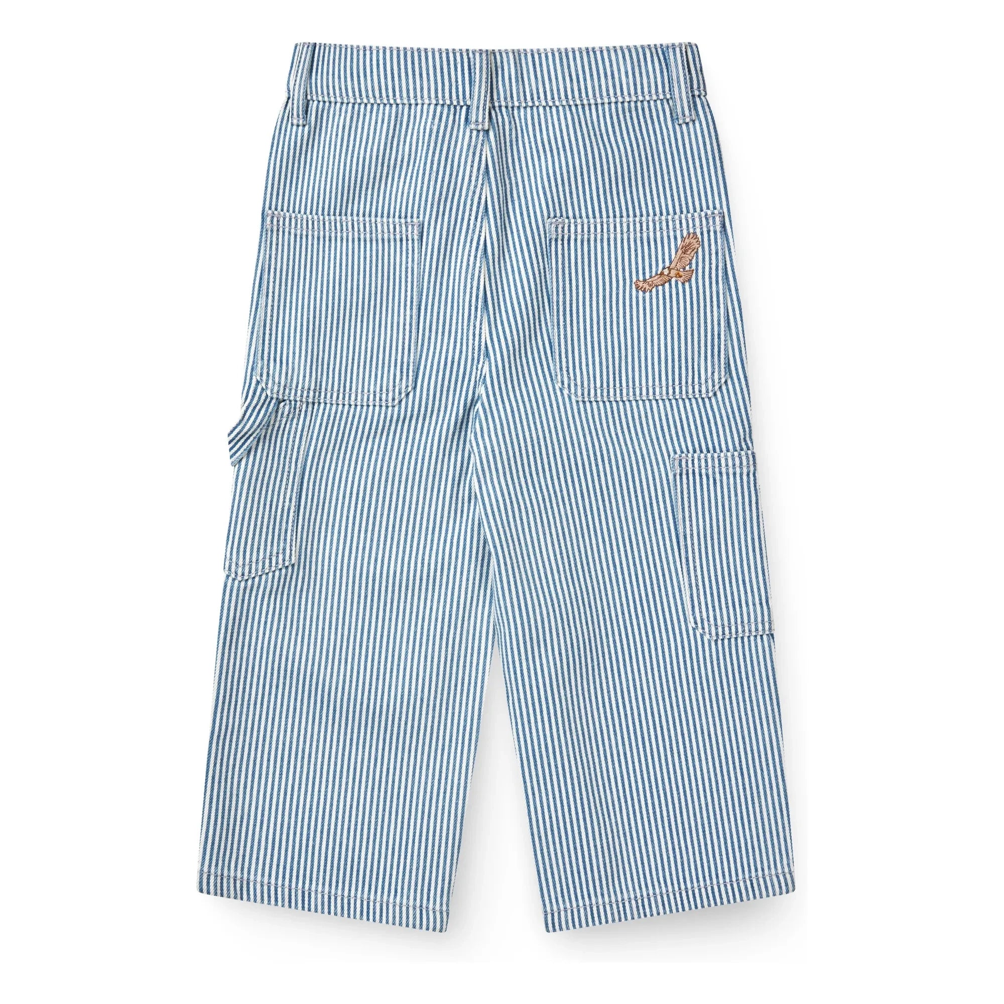 Copenhagen Colors – Gestreifte Cargo Hose aus Bio-Baumwollgabardin | Blau