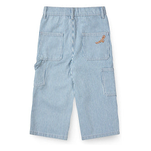 Copenhagen Colors – Gestreifte Cargo Hose aus Bio-Baumwollgabardin | Blau