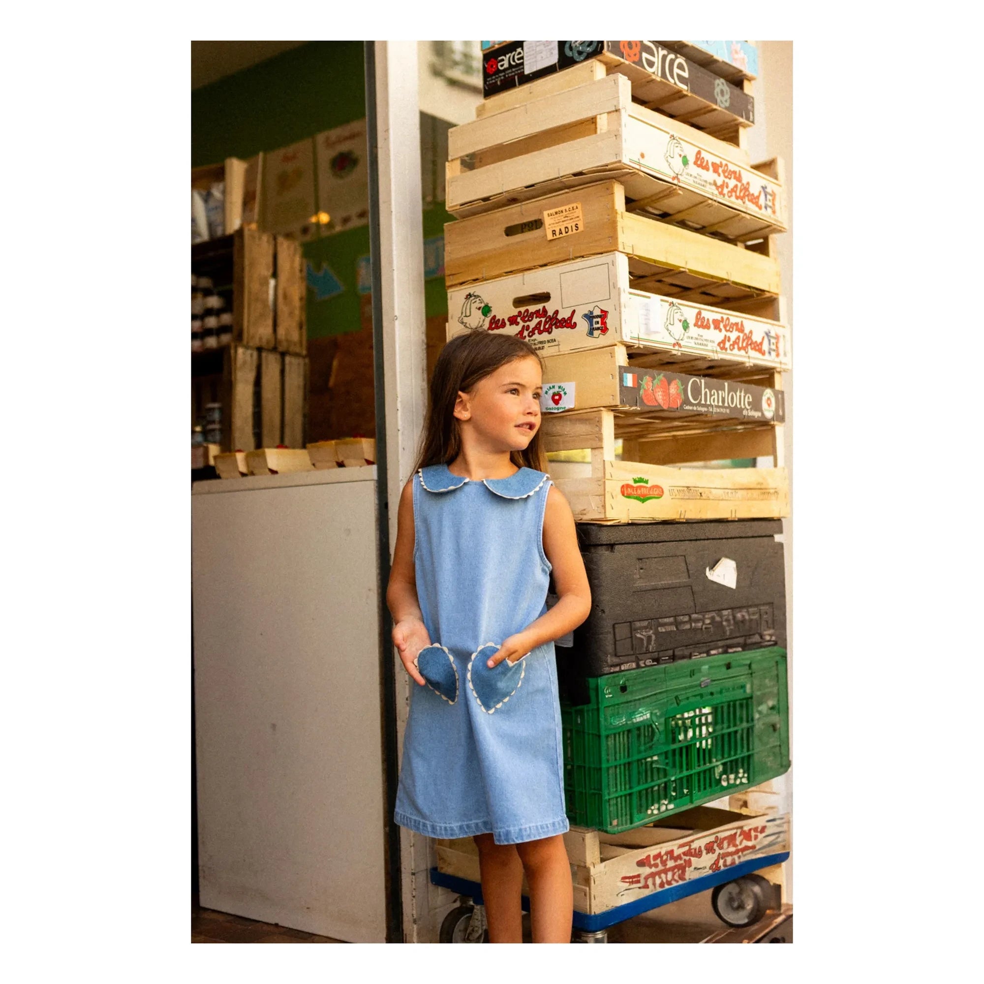 Louis Louise - Misti Chambray Claudine Collar Dress | Light Blue - Short Dresses