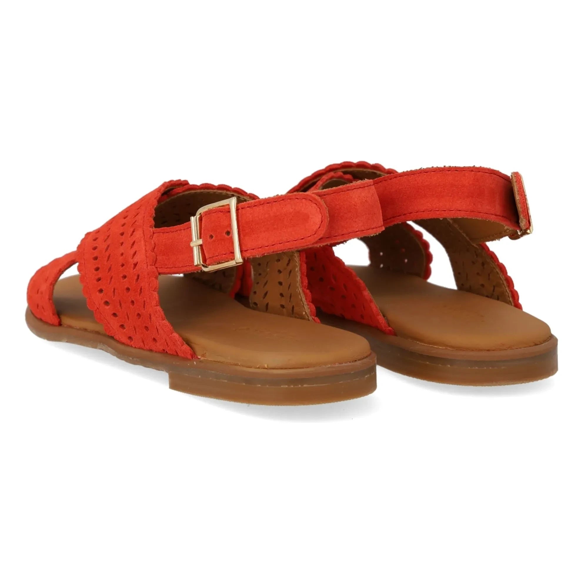 Angulus - Feson Cross Suede Sandals | Coral