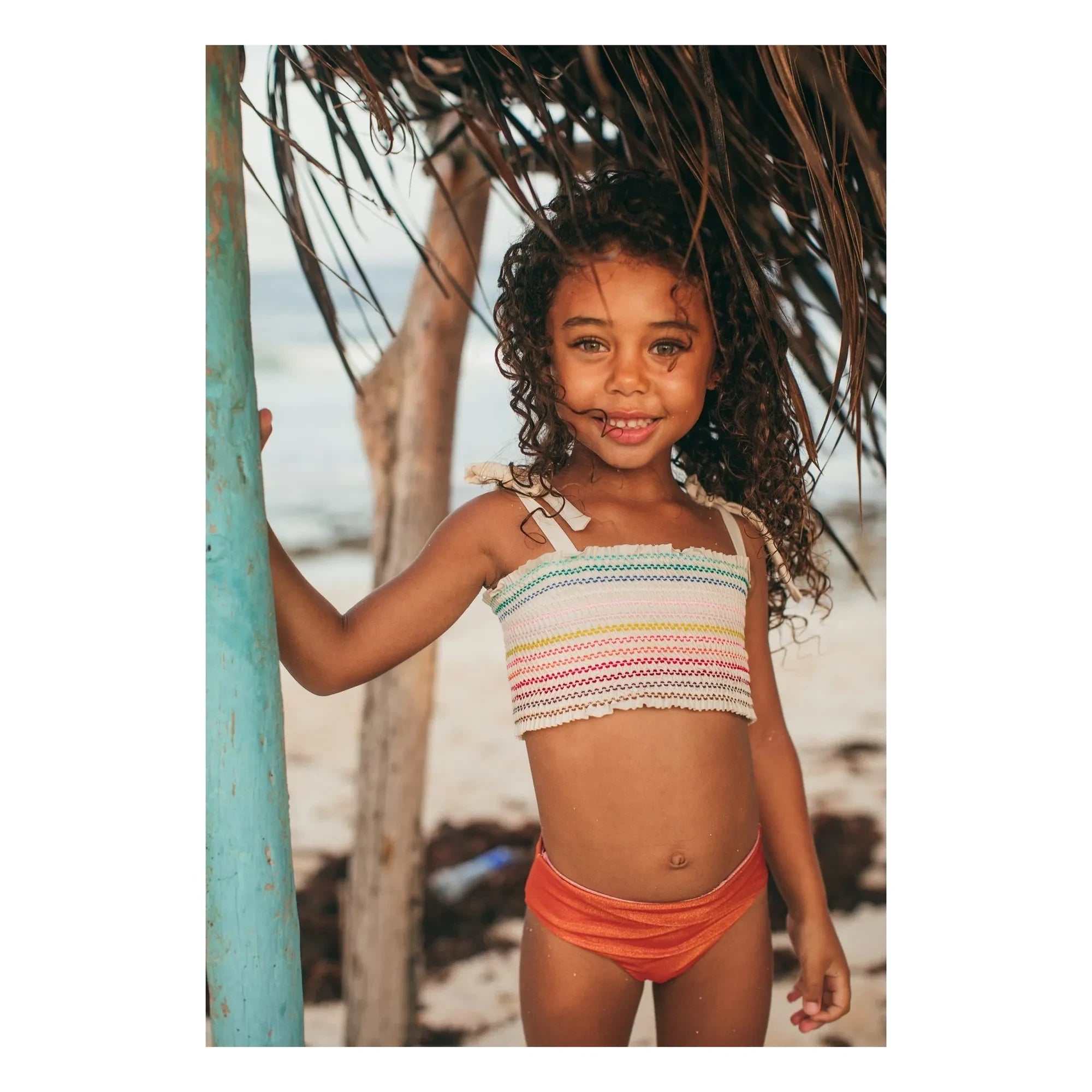 Pepita & Me - Striped Waffle Swimsuit | Orange