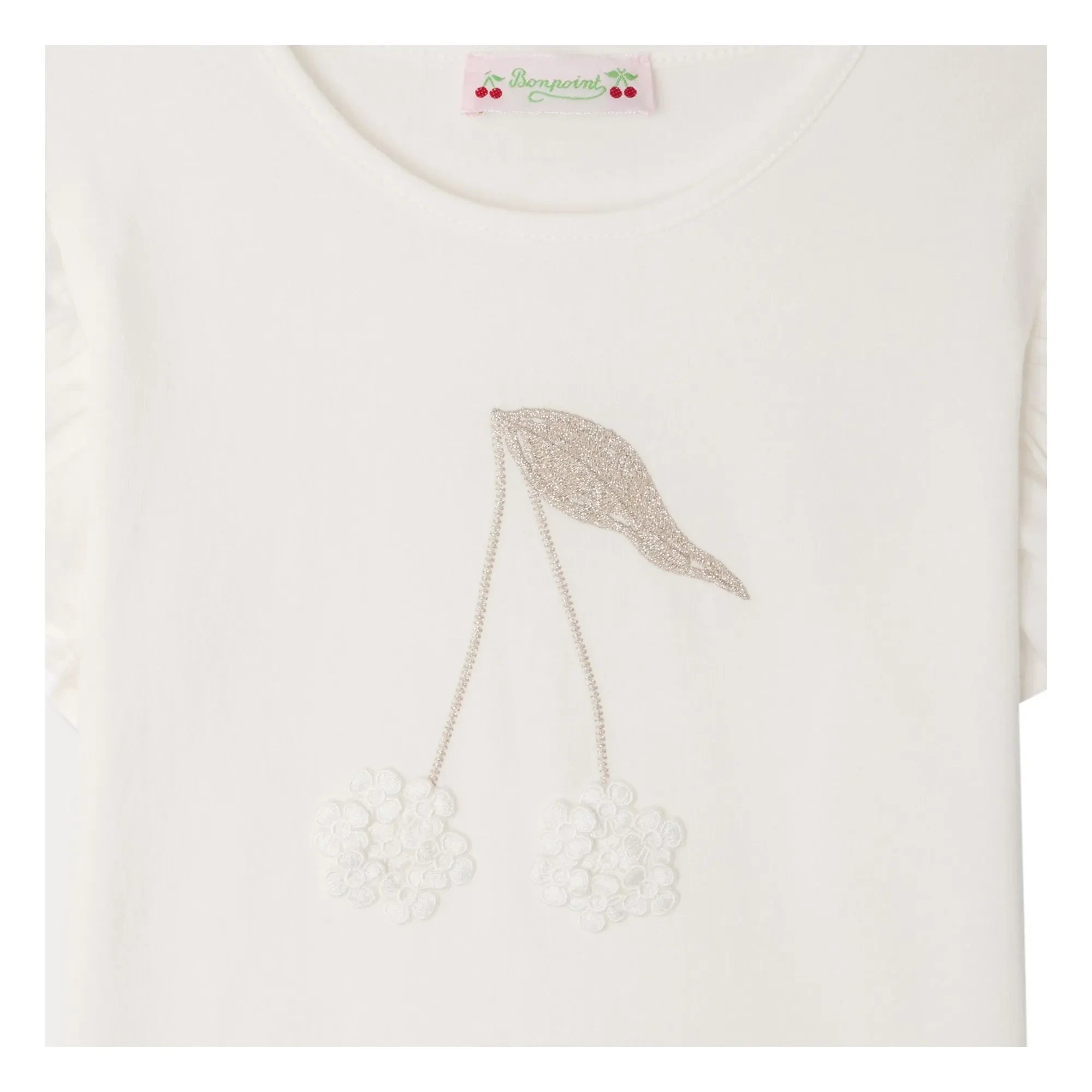 Bonpoint - Emila T-Shirt Volanlı Organik pamuk | Beyaz