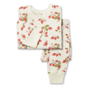 Sleepy Doe - Erdbeer Pyjama aus Bio-Baumwolle | Ecru