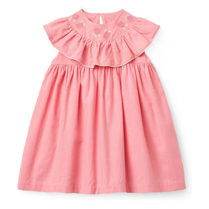 Copenhagen Colors – Besticktes Baumwollkleid mit Kragen | Zartrosa