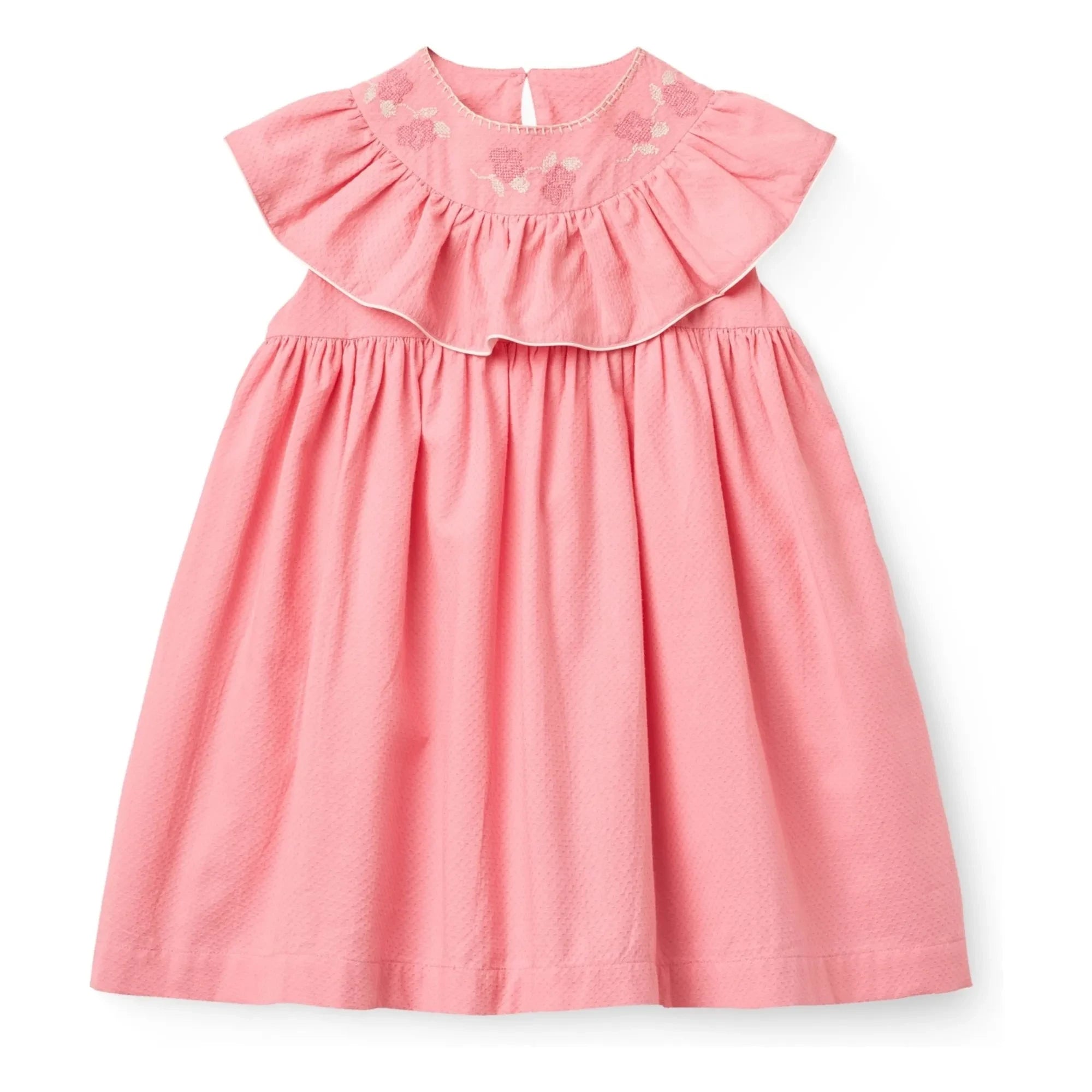 Copenhagen Colors – Besticktes Baumwollkleid mit Kragen | Zartrosa