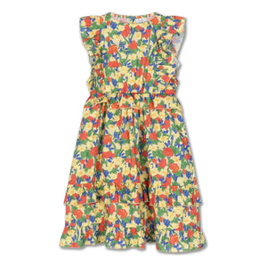 Repose AMS - Organic Cotton Floral Pattern Ruffled Dress | Light Yellow