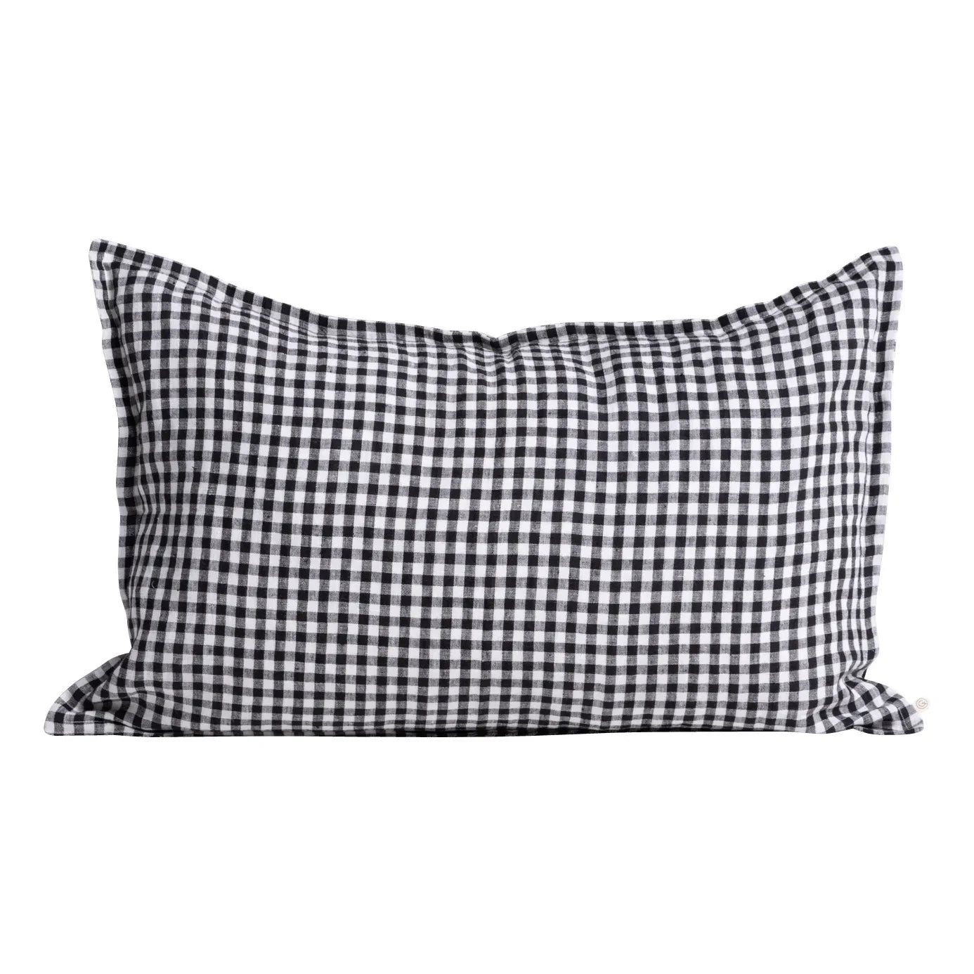 Gabrielle Paris - Gingham Washed Linen Pillowcase | Black
