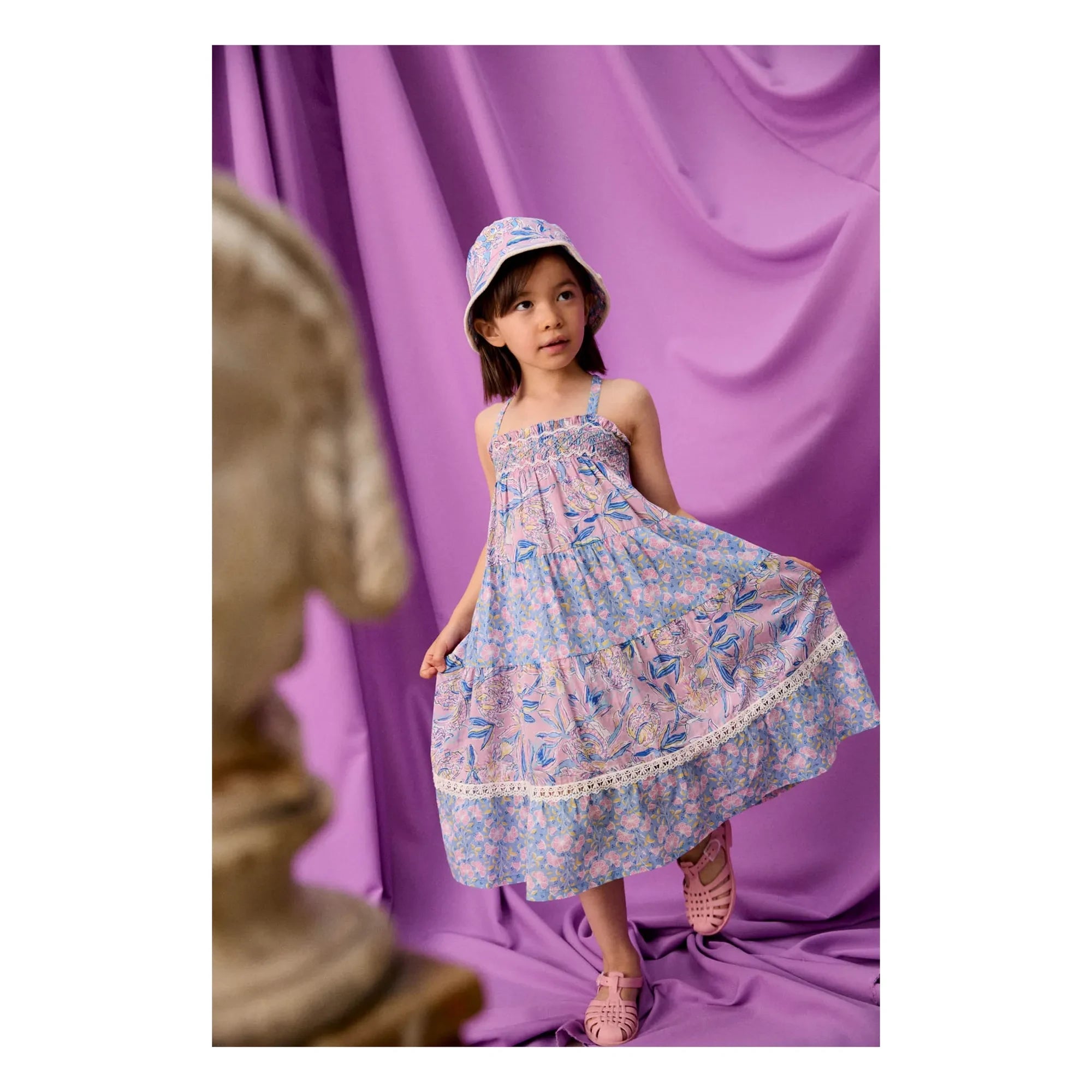 Louise Misha - Flowery Organik Pamuk Marcelinette Straplez Elbise | Mor