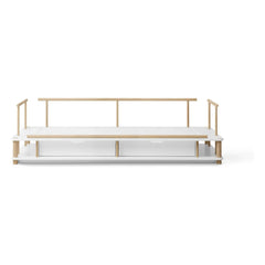 Oliver Furniture - سرير Camp بمقعد من خشب البلوط