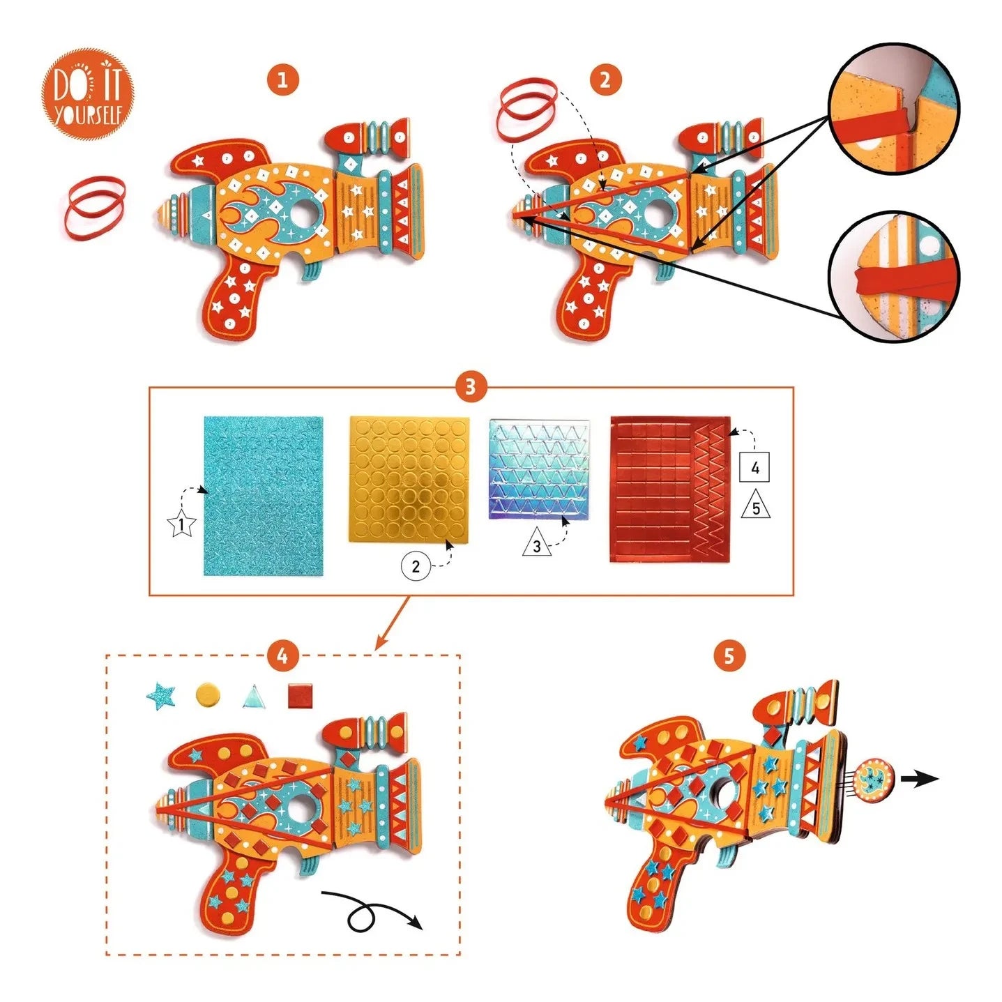 Djeco - Süslemek İçin DIY Kit - Kosmik Launchers