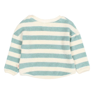 Búho - Gestreiftes Baby-Sweatshirt aus Bio-Baumwolle | Aquamarin