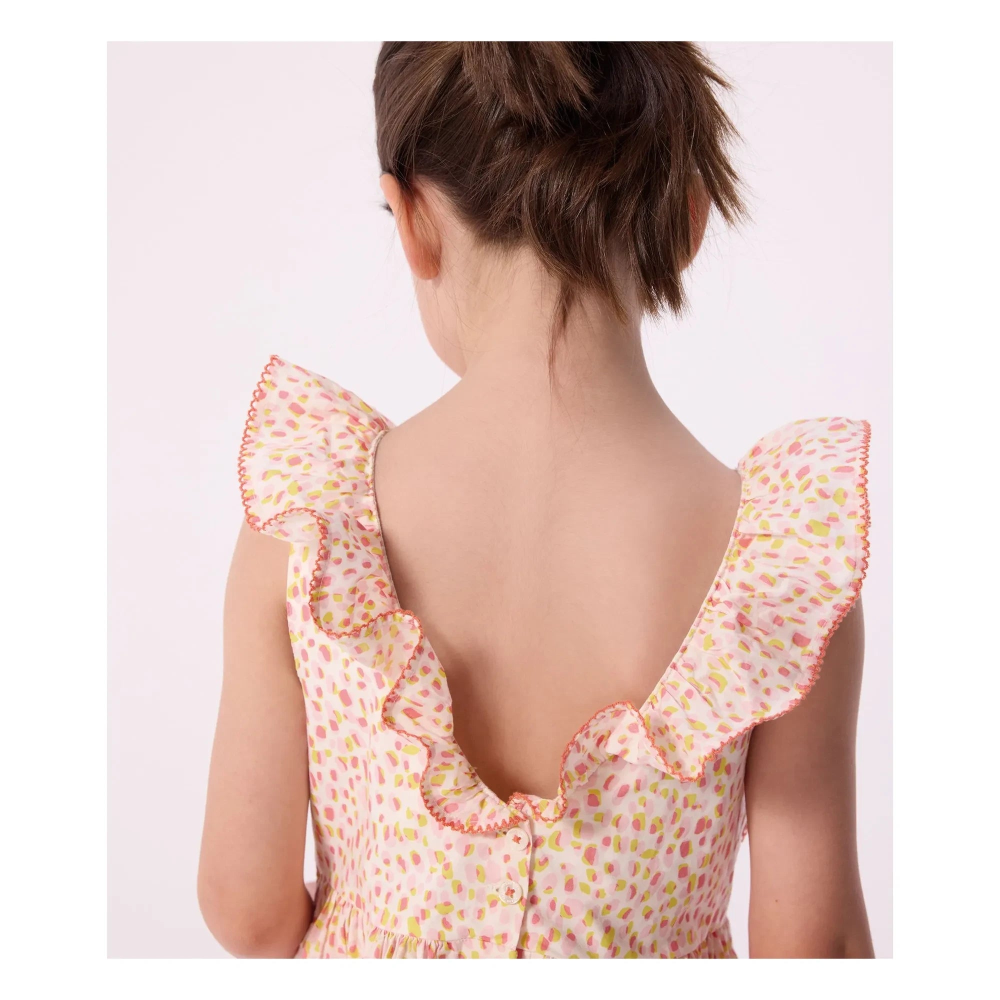Petit Bateau – Geringeltes Kleid aus Bio-Baumwollpopeline | Koralle