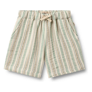 Wheat - Cuba Striped Organic Cotton Shorts | Light Green